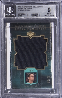 2003-04 Upper Deck Exquisite Collection "Extra Exquisite" #PG Pau Gasol Jersey Card (#54/75) - BGS MINT 9